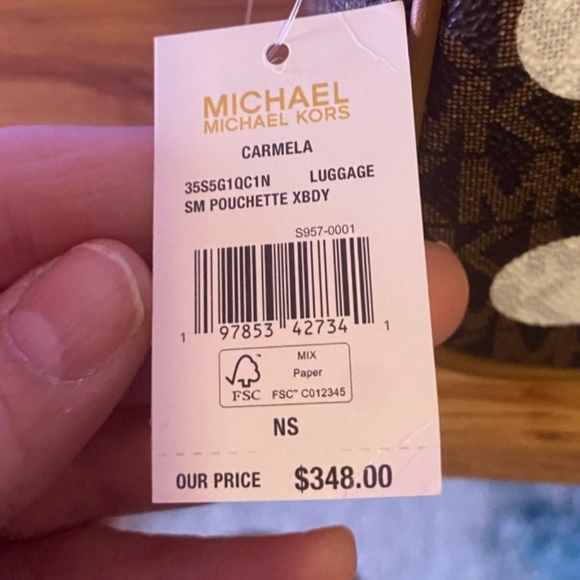 RESERVED 💖 NWOT Michael Kors Brown and White Crossbody Bag with Polka Dots - Picture 4 of 4